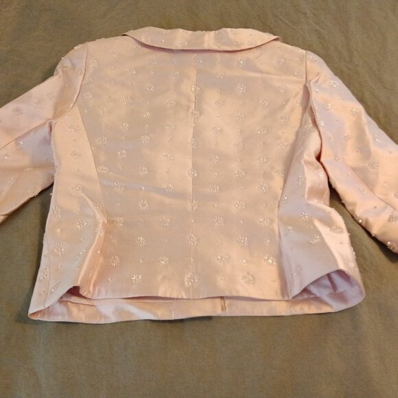 Rickie Freeman for TJ Nites Retro Beaded Blazer Jacket Beaded Blush Pink… - Picture 10 of 11